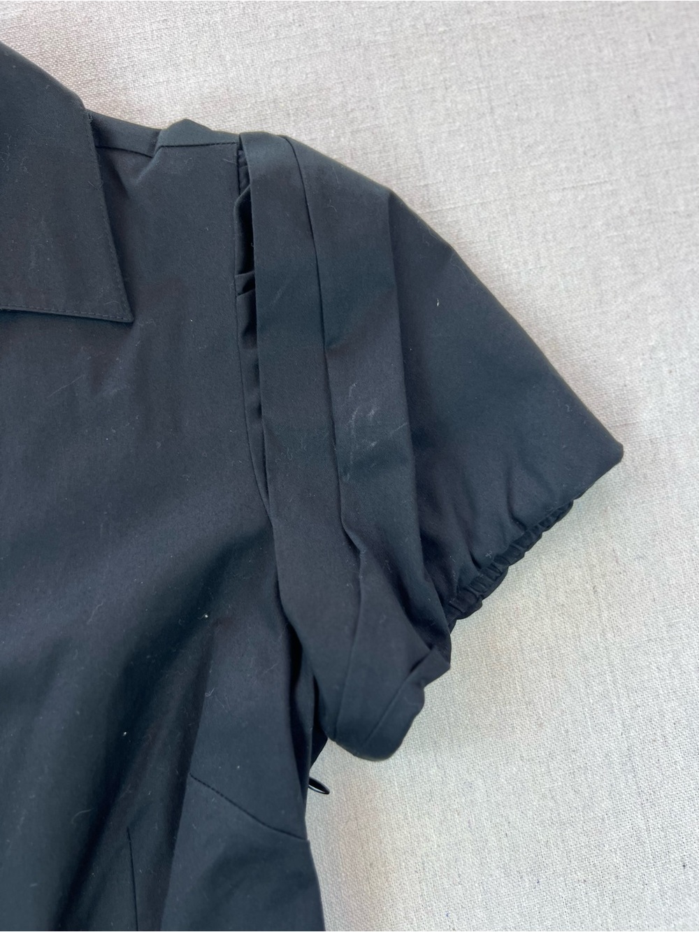 Women’s Black Belted Short Sleeve Collared Sleek Business Professional Dress-8P - Picture 8 of 9